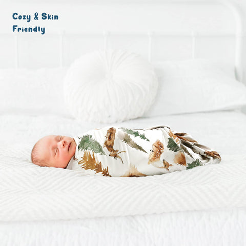 GRSSDER Baby Blankets Super Soft Stretchy Jersey Knit Swaddle Blanket for Baby Girls and Boys, Double Layer Receiving Blankets 34 x 44 Extra Large for Swaddling, Deer Pattern
