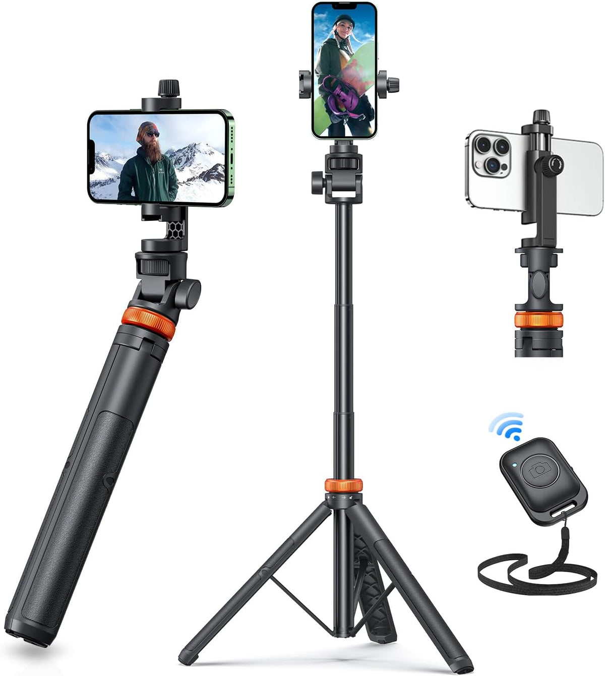 EUCOS 62" Phone Tripod, Tripod for iPhone & Selfie Stick with Remote