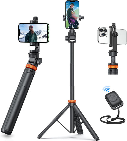EUCOS 62" Phone Tripod, Tripod for iPhone & Selfie Stick with Remote