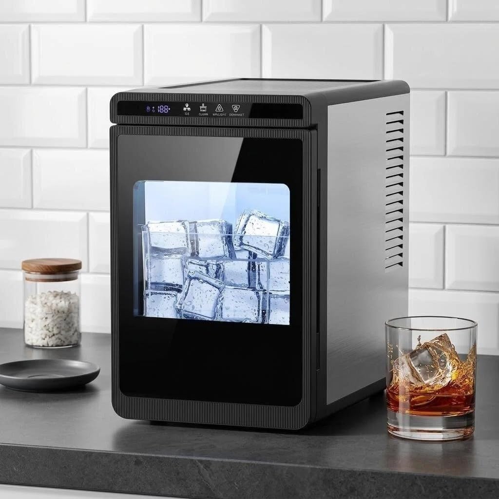 Clear Ice Cube Makers Countertop,Ice Cube in 20Mins for Whiskey