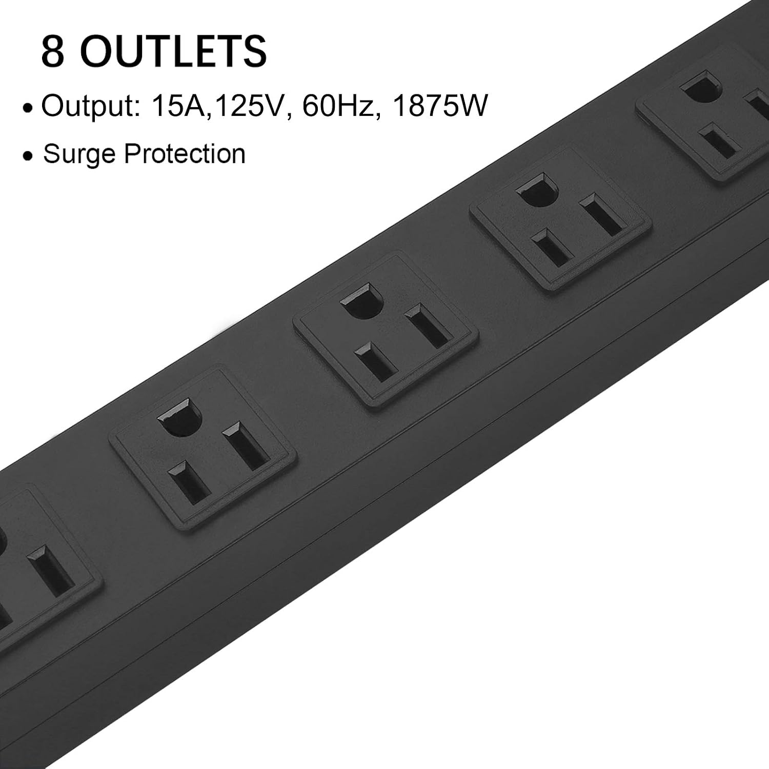 HHOSET Heavy Duty Long 8 Outlets, 14AWG Extension Cord, Black, 6FT, 1