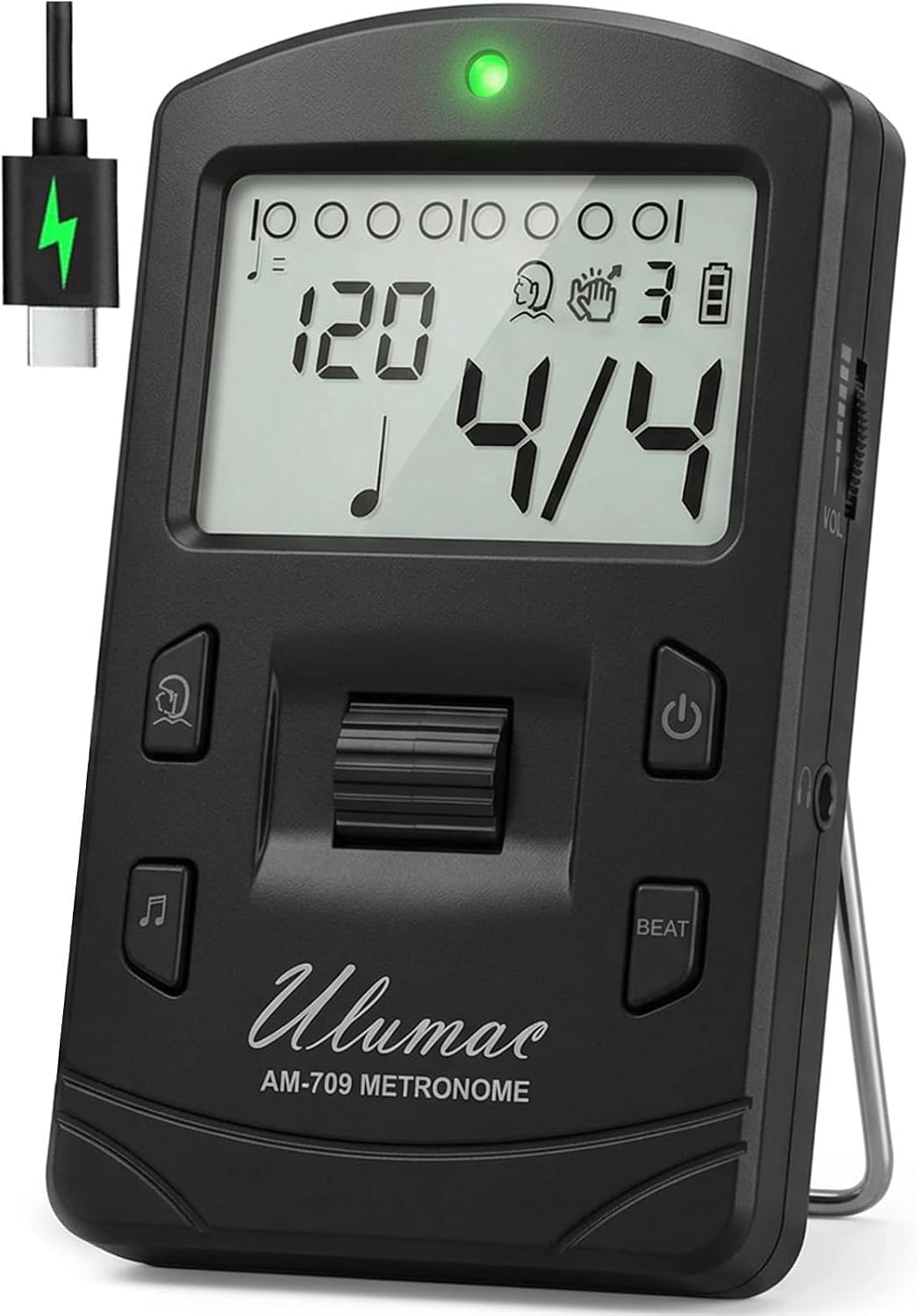 AM-709 Rechargeable Digital Metronome with Vocal Counting for Piano, Guitar, Drum, Violin and All Instruments