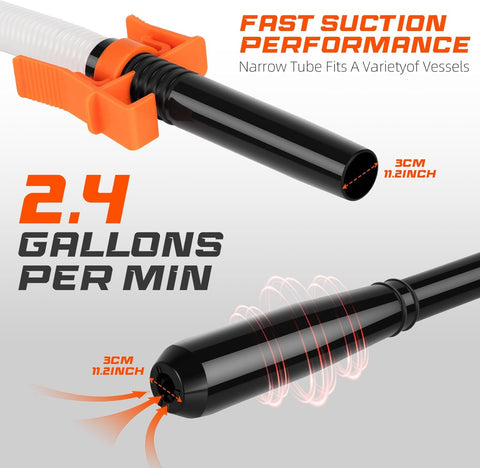 Portable Fuel Transfer Pump with 47" Hose-High Flow Hand Fuel Pump, Battery Powered Siphon Pump for Gasoline Mechanical Fuel Pumps Universal Fit for Gasoline, Vehicles, Fuel,Water Transfer（Amber）