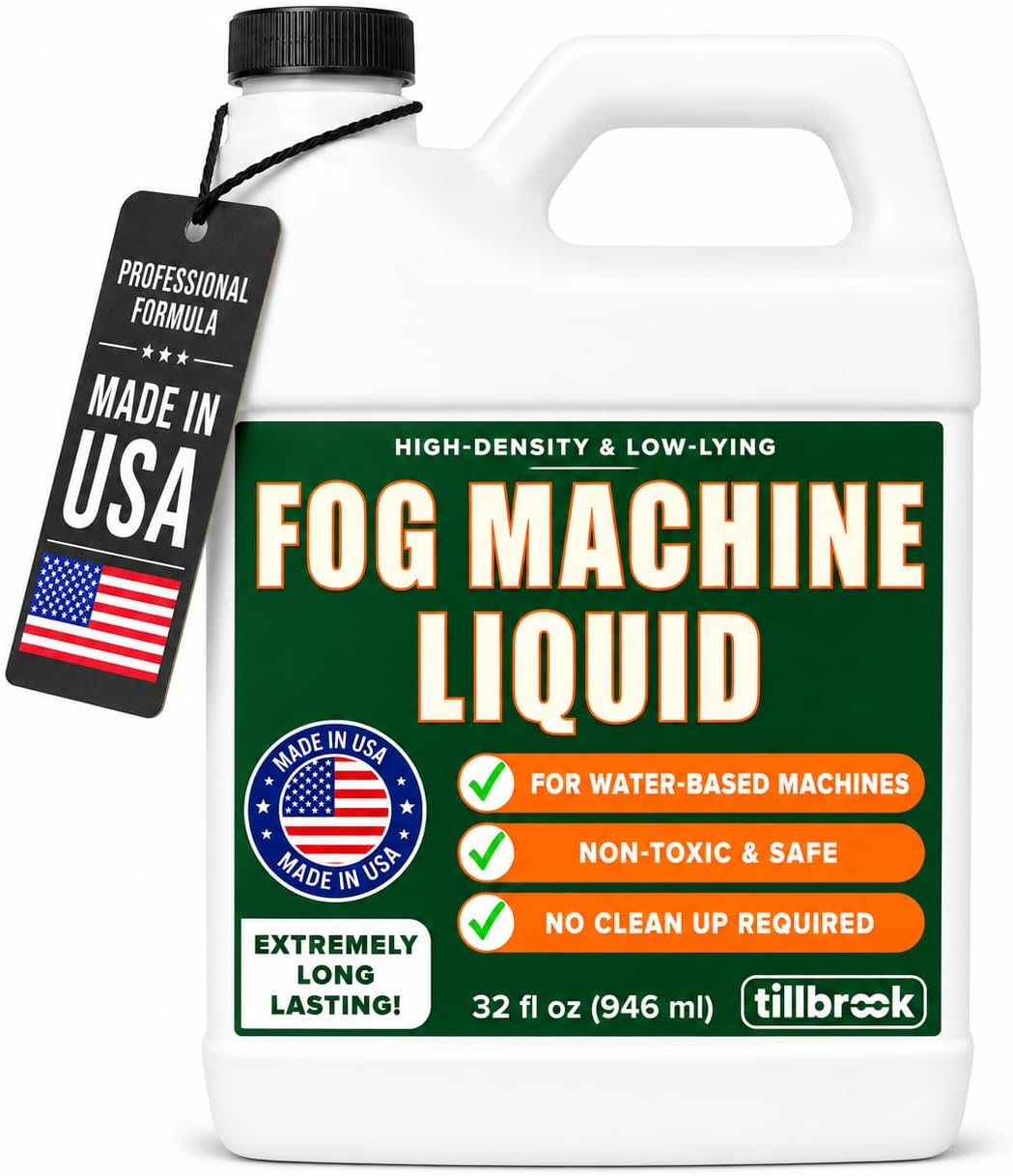 Fog Machine Liquid, 32 oz, High-Density, Long-Lasting, Water-Based Formula
