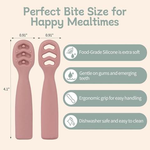 Eascrozn Baby Spoons Set, 6 Pack Silicone Baby Spoon Self Feeding 6+ Months