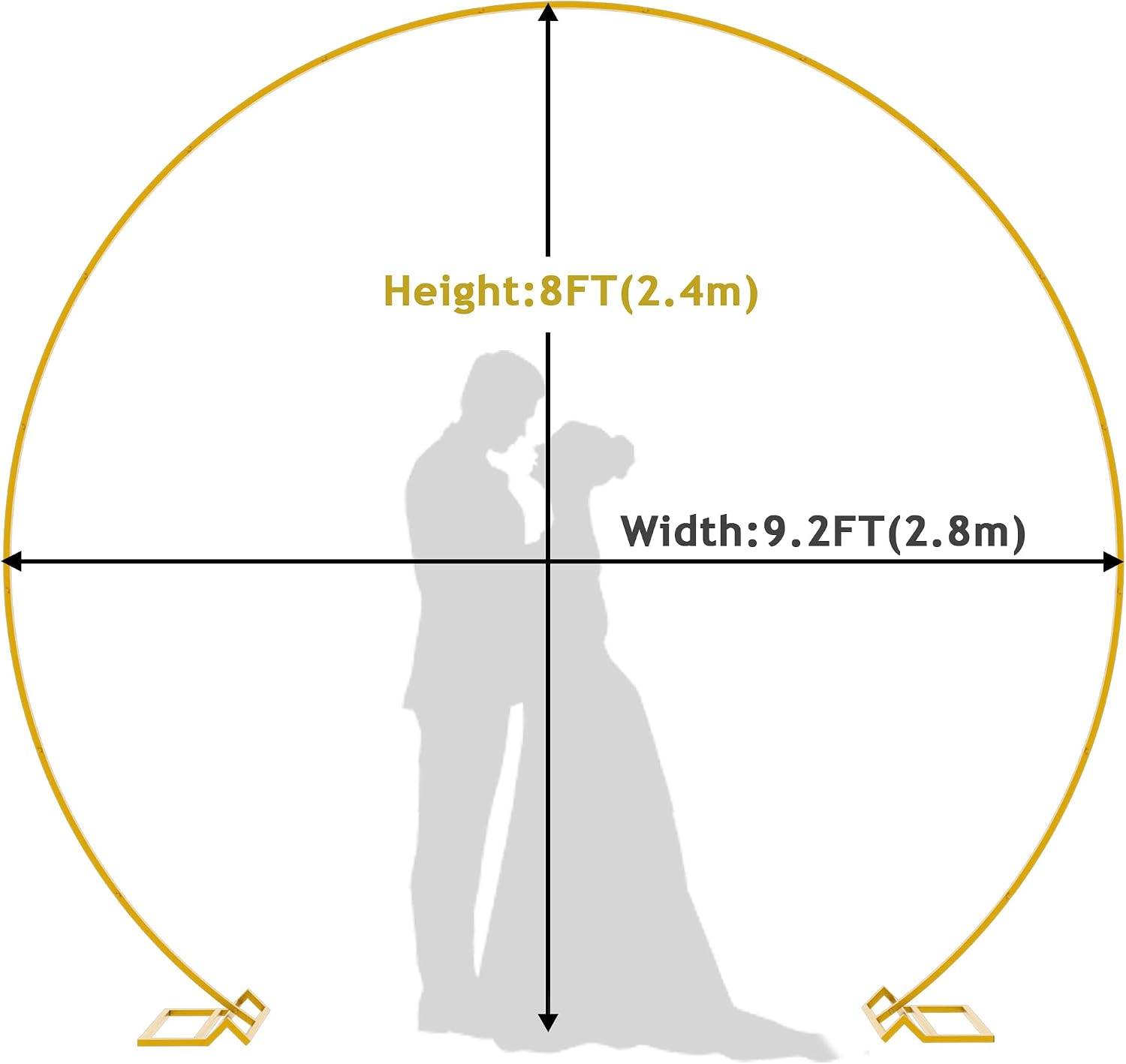 Wokceer 9.2 FT Large Circle Balloon Arch Stand Gold Metal Round Arch Backdrop Stand for Wedding Ceremony Birthday Party Bridal Shower Anniversary Background Decoration