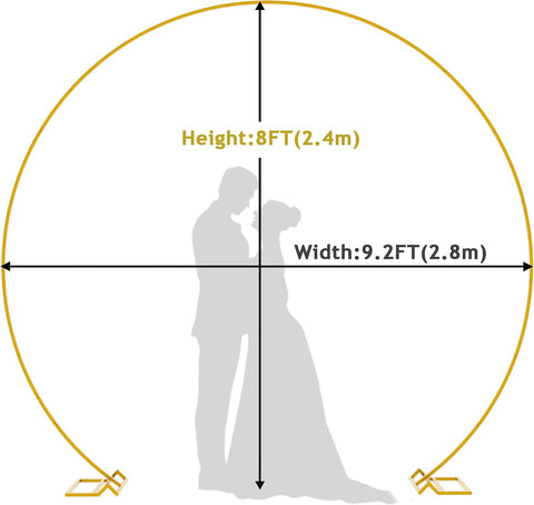 Wokceer 9.2 FT Large Circle Balloon Arch Stand Gold Metal Round Arch Backdrop Stand for Wedding Ceremony Birthday Party Bridal Shower Anniversary Background Decoration