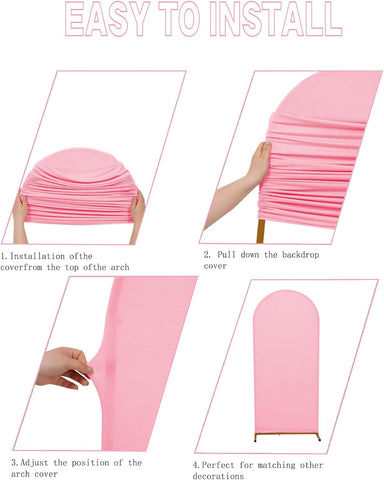 Peomeise 5FT Wedding Arch Cover，Pink Arch Backdrop Cover Stretchy Spandex Backdrop Stand Covers for Birthday Party Ceremony Banquet Decor(60" L x 31.2" W)