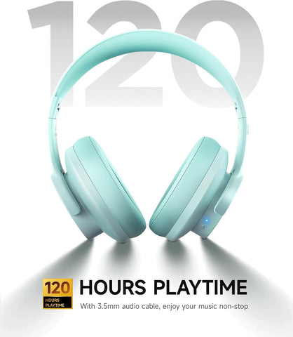Picun B8 Wireless Bluetooth Headphones, 120H Playtime, 3EQ Modes, Cyan