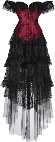 Jutrisujo Corset Dress Top for Women with Sleeves off the shoulder Lace Floral Costume Bridal Wedding