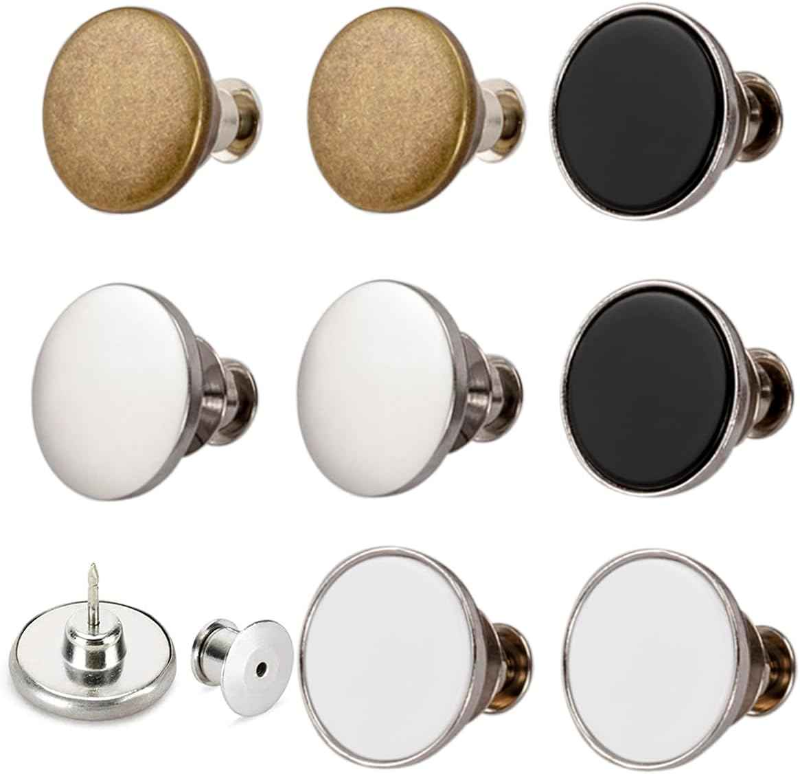 8 Sets of 17 mm Pants Button, Jean Buttons Pins for Loose Jeans, Adjustable Button for Jeans, Reusable and Adjustable Metal Pants Button Tightener