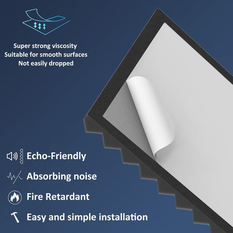 JBER 24 Pack Pyramid Sound Proof Foam Panels, Self-Adhesive Acoustic Foam