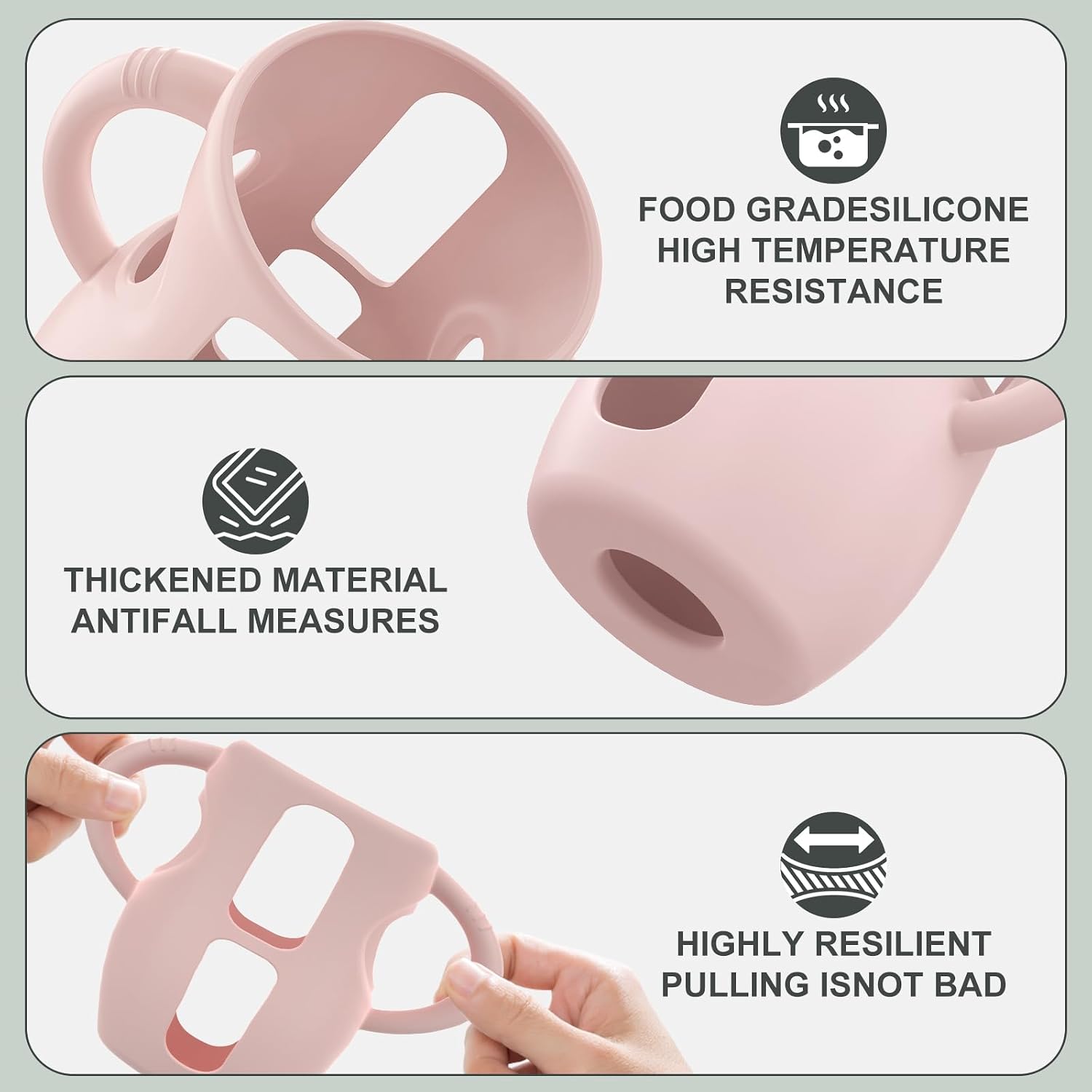 3PC Silicone Sleeves with Handles for Philips Avent Glass Baby Bottles 4 oz