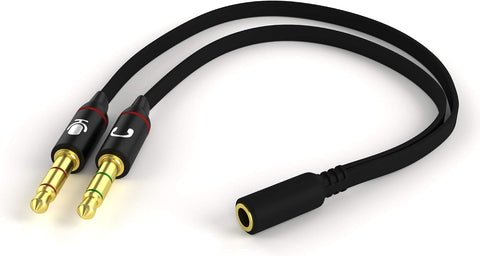 D & K Exclusives Headphone Splitter For Computer 3.5mm Female to 2 Dual 3.5mm Male Headphone Mic Audio Y Splitter Cable Smartphone Headset to PC Adapter