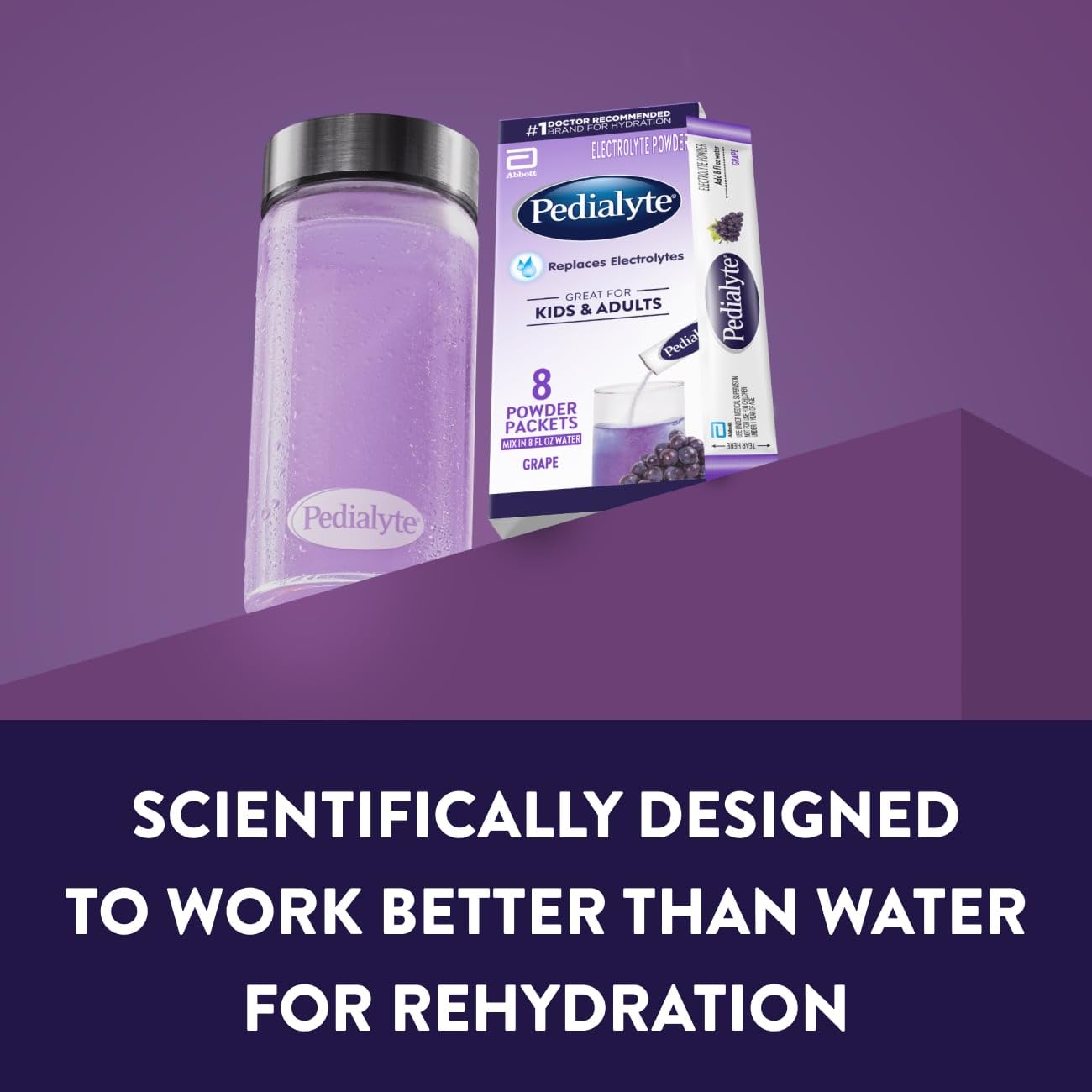 Pedialyte Electrolyte Powder | Hydration Drink for Kids & Adults | Variety Pack: Grape, Strawberry Lemonade, and Orange, 24 Powder Packets