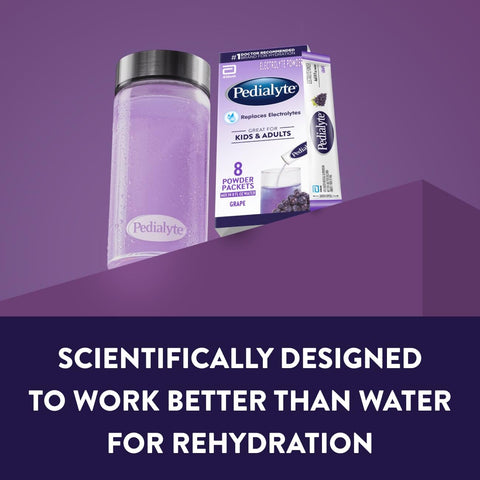 Pedialyte Electrolyte Powder | Hydration Drink for Kids & Adults | Variety Pack: Grape, Strawberry Lemonade, and Orange, 24 Powder Packets