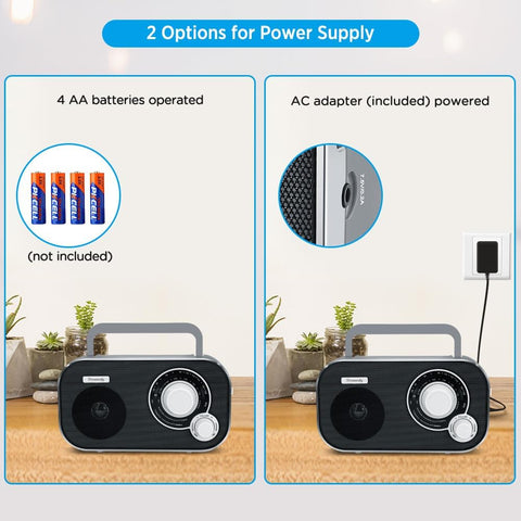 DreamSky AM FM Portable Radio Plug in Wall or Battery Operated