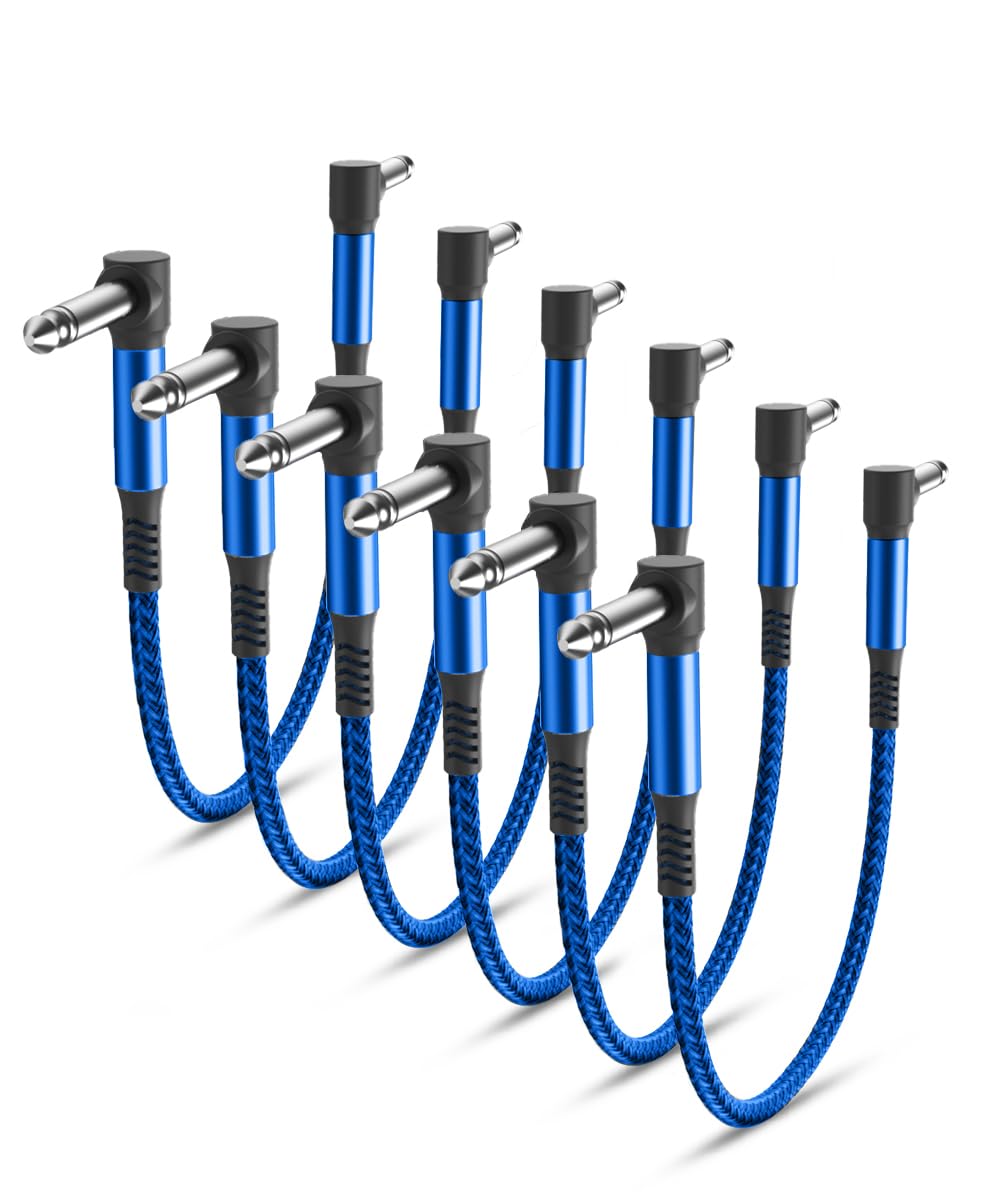 Elebase Guitar Patch Cables 6-Pack,6.35MM Effects Pedal Board Cord