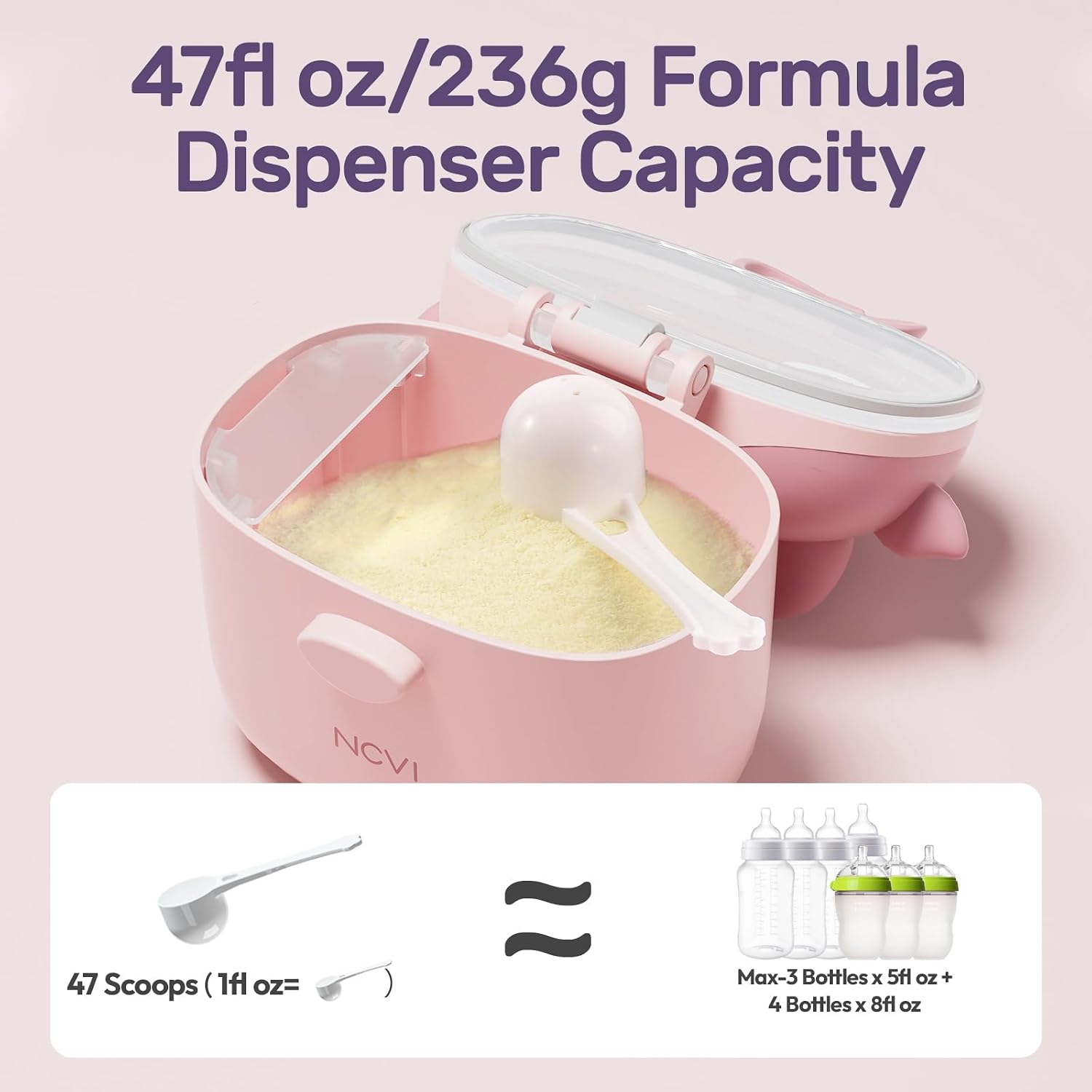 NCVI Formula Container To Go, Baby Formula Dispenser On The Go with Scoop