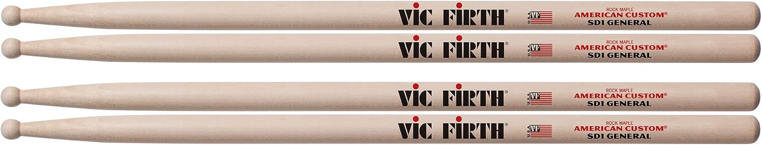 Vic Firth SD1 General Wood Tip Drum Stick 2 Pack Bundle
