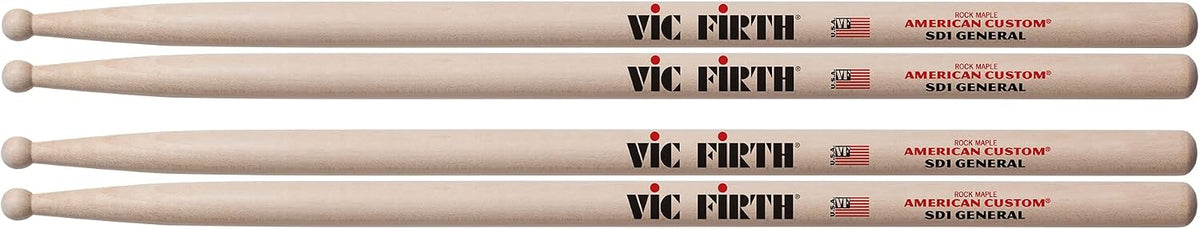 Vic Firth SD1 General Wood Tip Drum Stick 2 Pack Bundle