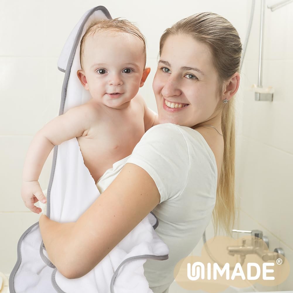 UNIMADE Hooded Towel for Newborn, 2 Pack Soft Coral Fleece Baby Towels
