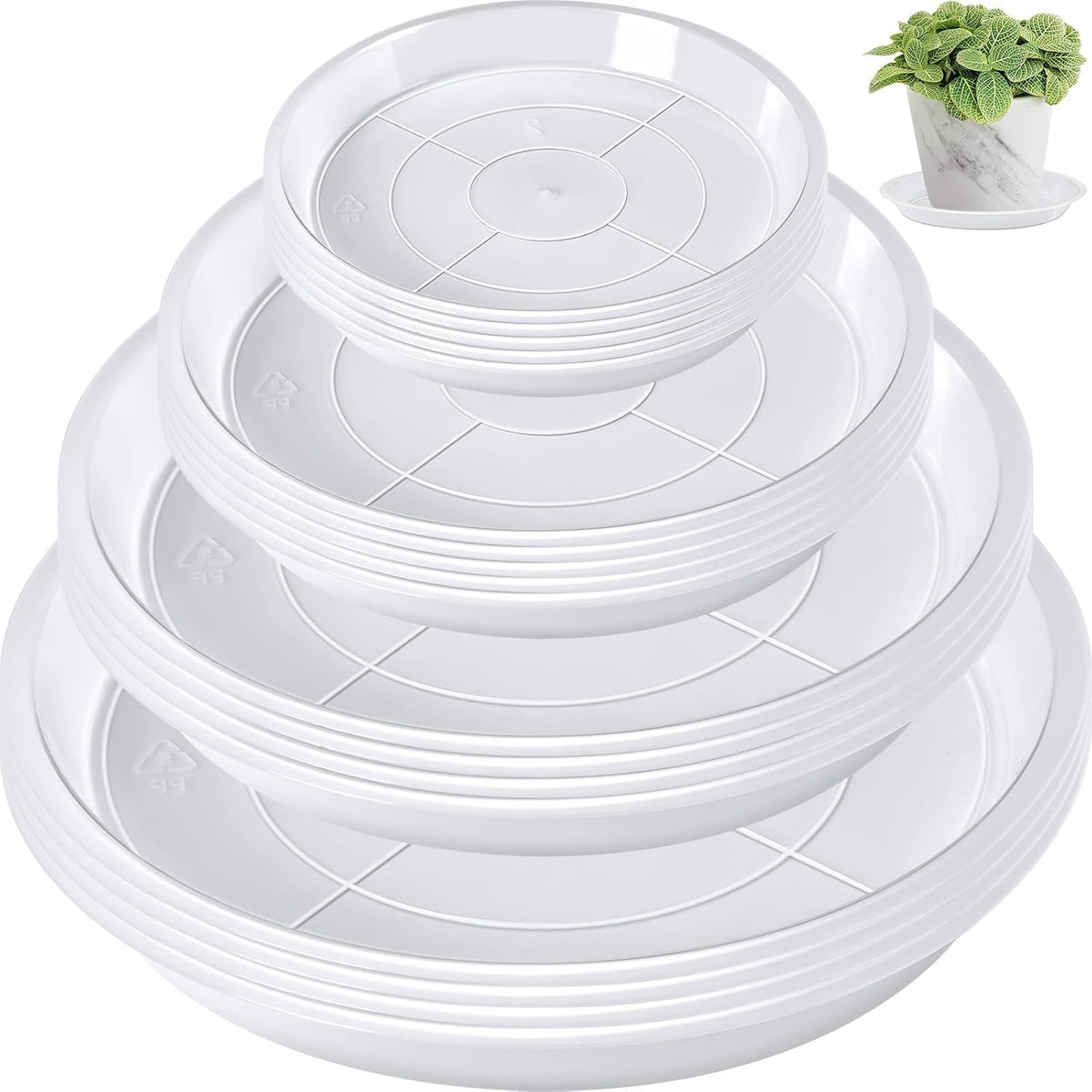 Augshy 18 Pack Plant Saucer, Clear Drip Trays for Potted Plants, 4 Sizes