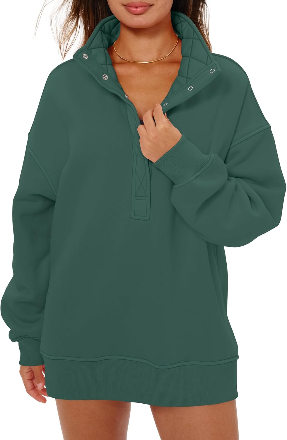 Locachy Womens Oversized Sweatshirt Henley Neck Pullover Tops 2026 Outfits