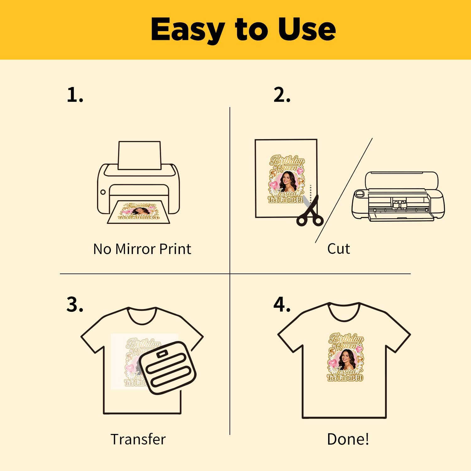 TransOurDream Heat Transfer Paper for Light Shirts(10 Sheets, 8.5x11),Printable HTV Heat Transfer Vinyl for Inkjet Printers