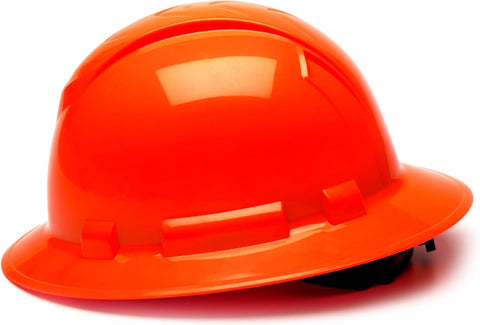Pyramex Ridgeline Full Brim Hard Hat 4 Point Ratchet Hi Vis Orange