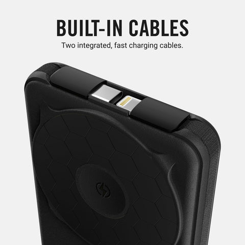 Ridge 20W Magnetic Power Bank Battery Pack 10,000mAh - Fast Charging, Compatible with MagSafe - Portable Charger Flight-Safe Travel Powerbank - Built-in Cables & Magnetic Attachment (Matte Black)