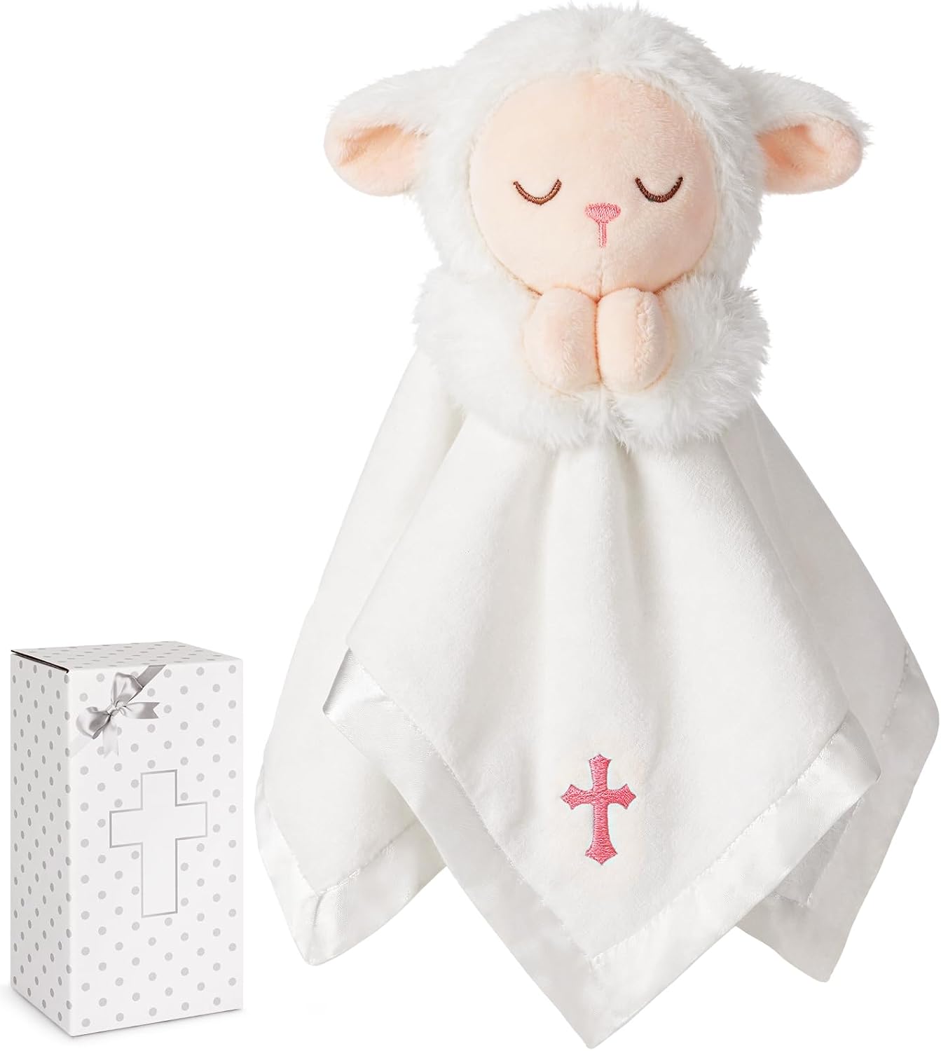 Lamb Baptism Blanket, Lamb Loveys Baptism Gifts for Baby Girls