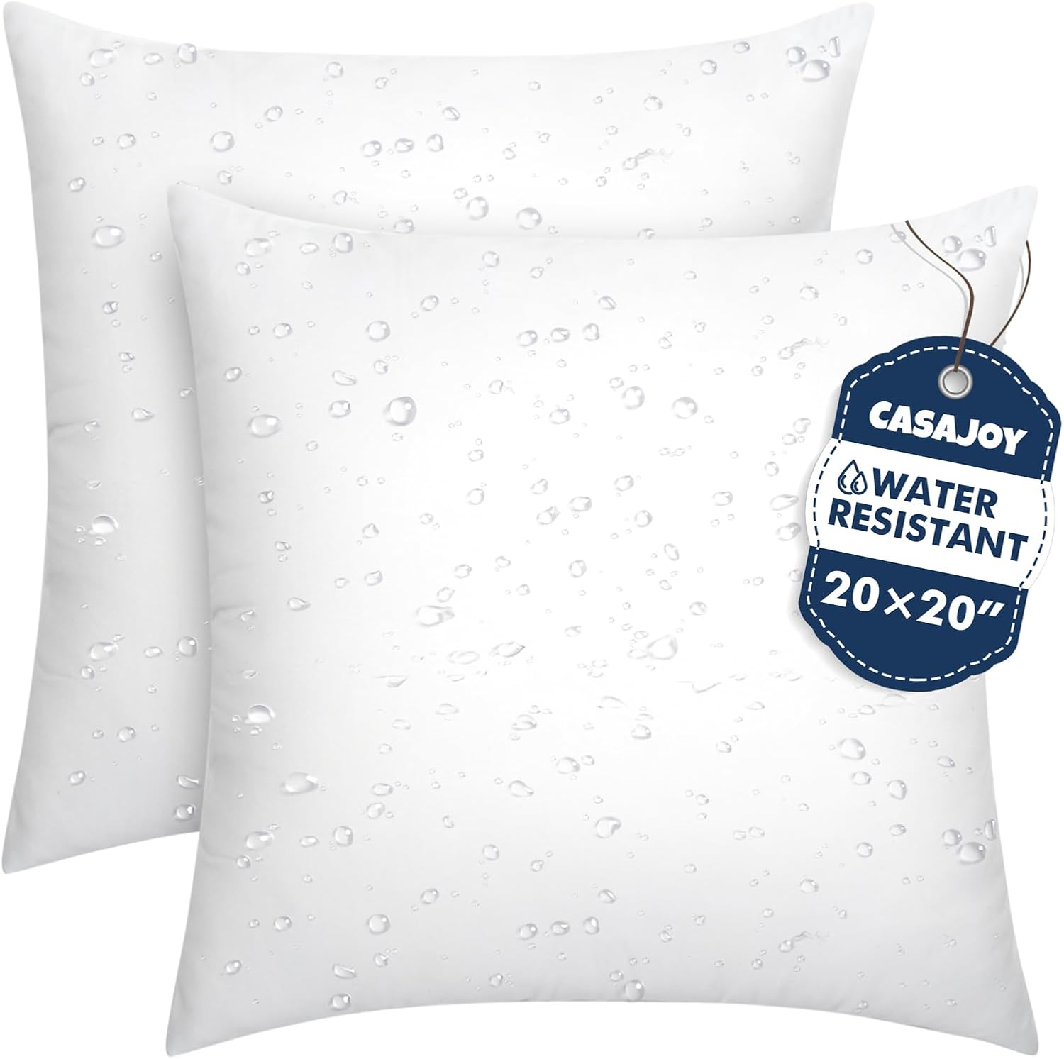 2 Pack 20x20 Outdoor Pillows, Water Resistant Throw Pillow Inserts