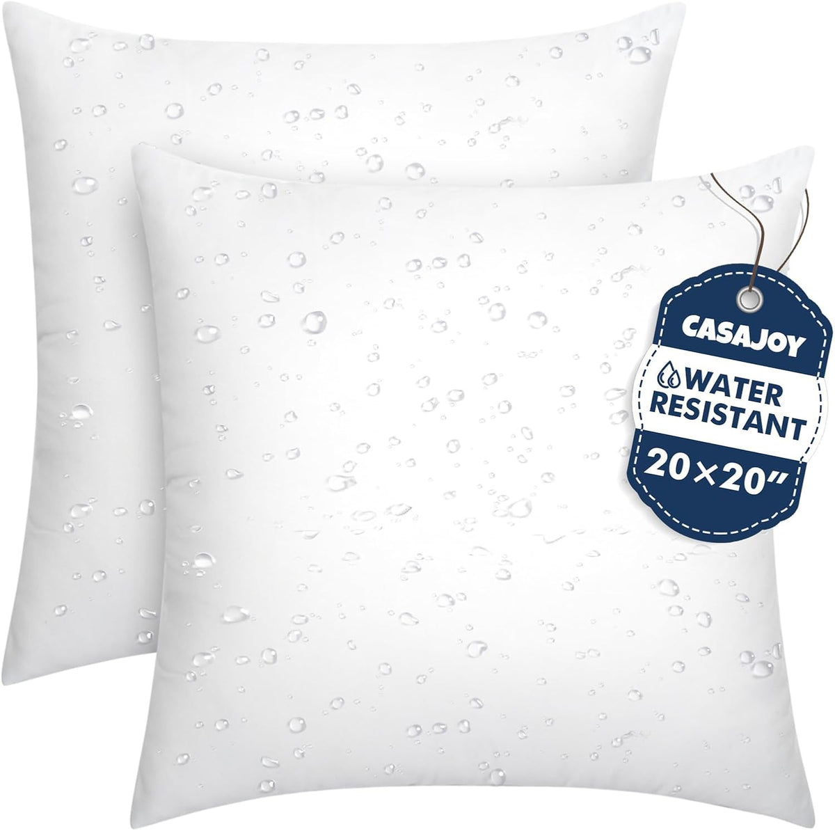 2 Pack 20x20 Outdoor Pillows, Water Resistant Throw Pillow Inserts