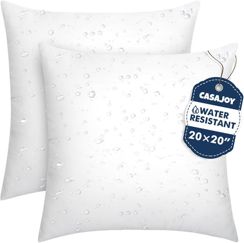 2 Pack 20x20 Outdoor Pillows, Water Resistant Throw Pillow Inserts