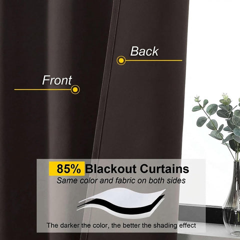 Blackout Curtains 84 Inch Length 2 Panels Set, Soft Solid Thermal Insulated Room Darkening Curtains 84 Inches Long for Bedroom Living Room, Rod Pocket Drape, Chocolate, Each 40" Wx84 L