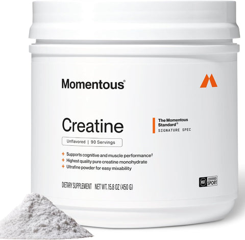 Momentous Creatine Monohydrate Powder, 5g per Serving, Unflavored