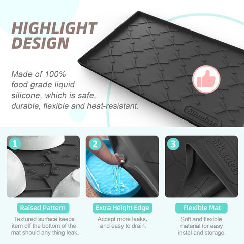 SIKADEER Waterproof Under Sink Mat 34" x 22", Silicone Mat Kitchen liner