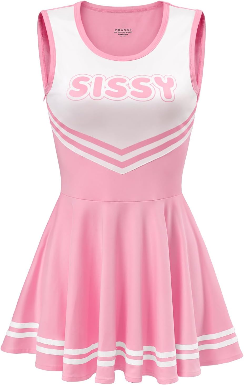 Littleforbig Women Sleeveless Overall Cheer Sissy Bodycon Mini Dress Skirt