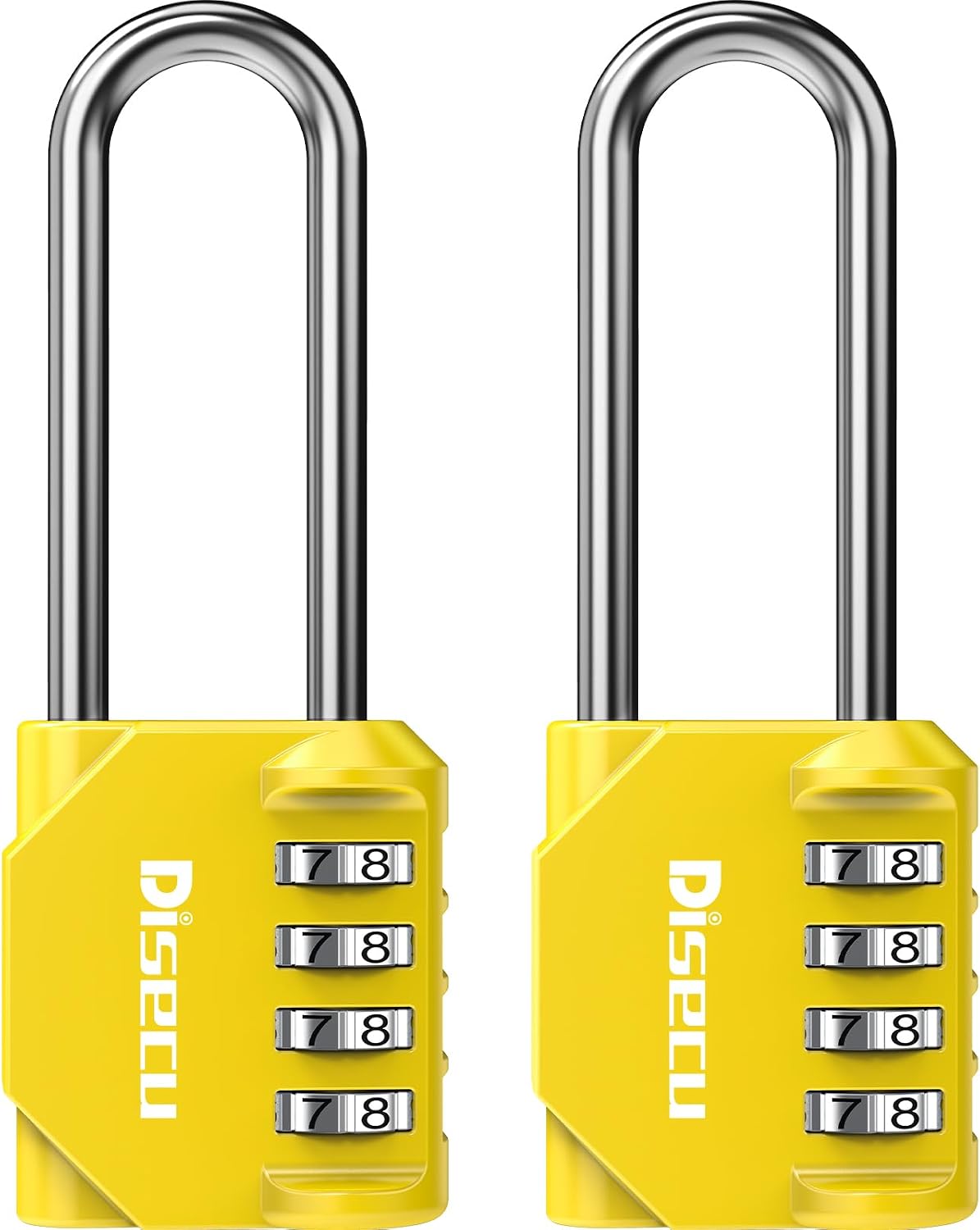 4 Pack disecu 2.6 Inch Long Shackle Combination Lock, 4 Digit Outdoor Waterproof Padlock for School Locker, Gym Locker, Storage Unit, Gate, Fence, Toolbox, Cabinet (Black)