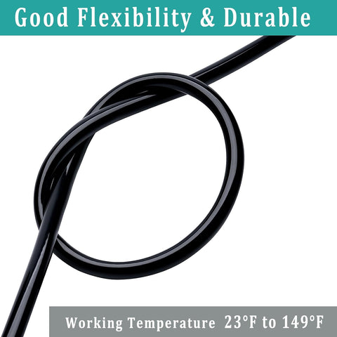 3/4" id - 10ft Black Vinyl Tubing Flexible PVC Irrigation Hose & 2 Clamps