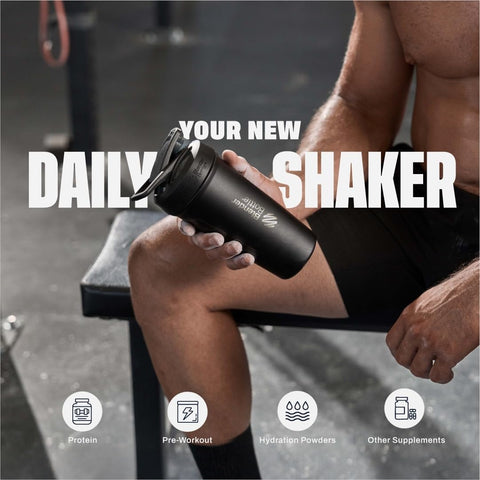 BlenderBottle Sport Flip Stainless Steel Shaker Bottle 24 oz Navy