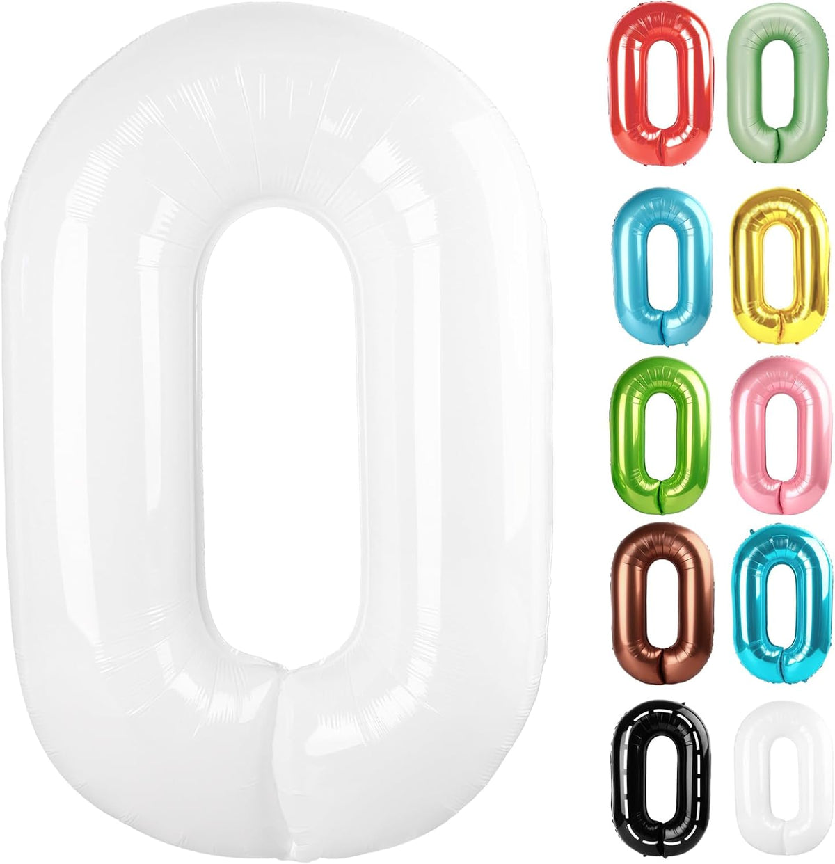 White Number 0 Balloon 40 Inch - 0 Balloon Number, 0th Birthday Decorations