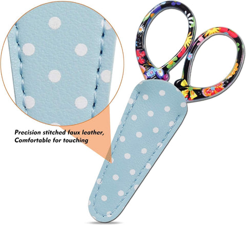 3.6 inch Sharp Embroidery Scissors for Sewing with Premium Leather Sheath