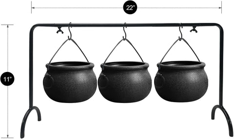 Halloween Decorations Indoor, 3 Pack Witches Cauldron Serving Bowls on Rack