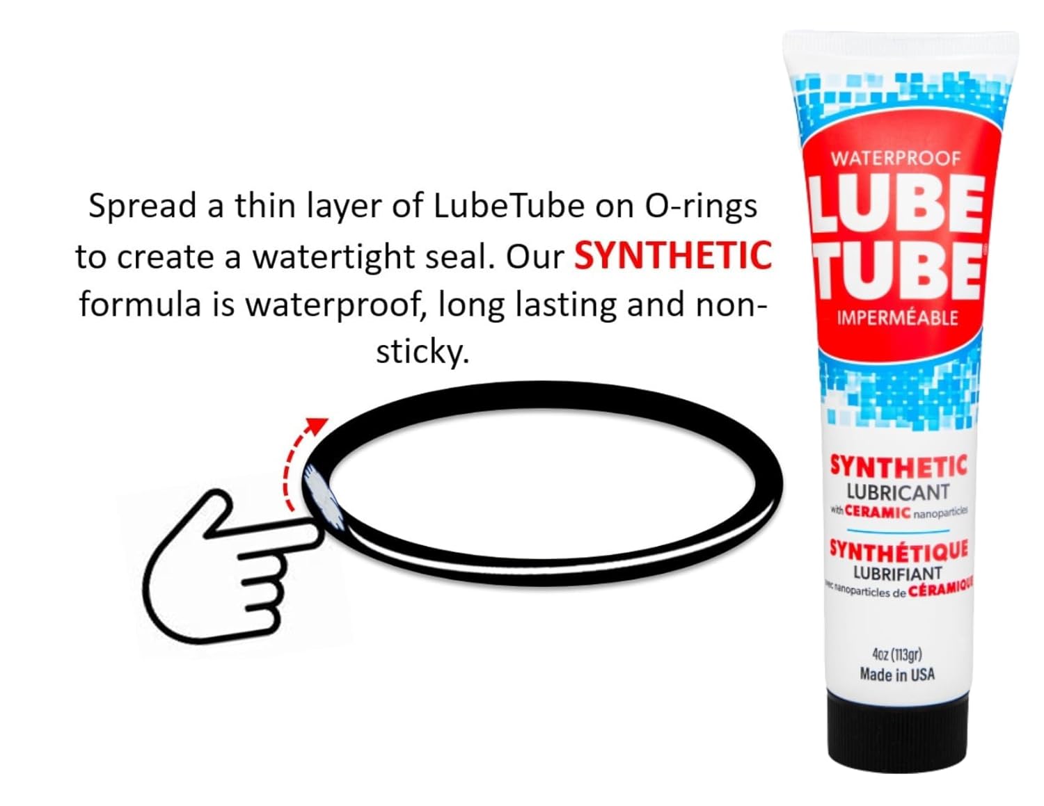 LubeTube 4oz O-Ring Grease – Stops Leaks on Pump & Filter Seals – Non-Sticky Synthetic Grease for Pool Equipment, Plumbing, RV & Marine – PFAS-Free, Food-Grade, Made in USA