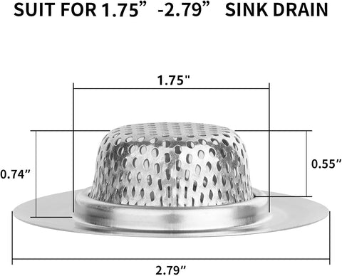 Ohtomber 2PCS 2.79" Stainless Steel Bathtub Drain Strainer Hair Catcher