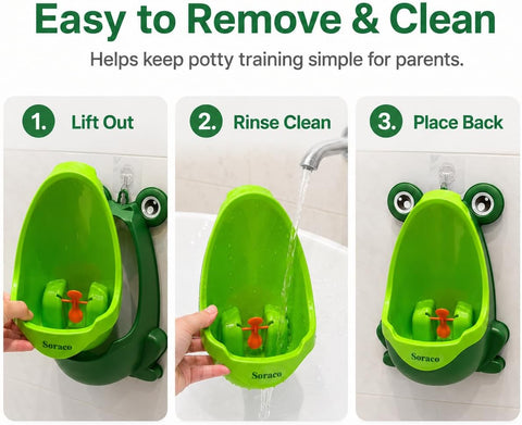 Soraco Cute Frog Potty Training Urinal for Boys with Funny Aiming Target, Toddler Urinals for Potty Training (Green)