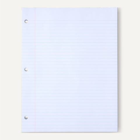 Amazon Basics College Ruled Loose Leaf Paper, 11" x 8.5", 150 Sheets, White, No Binding, 1-Pack