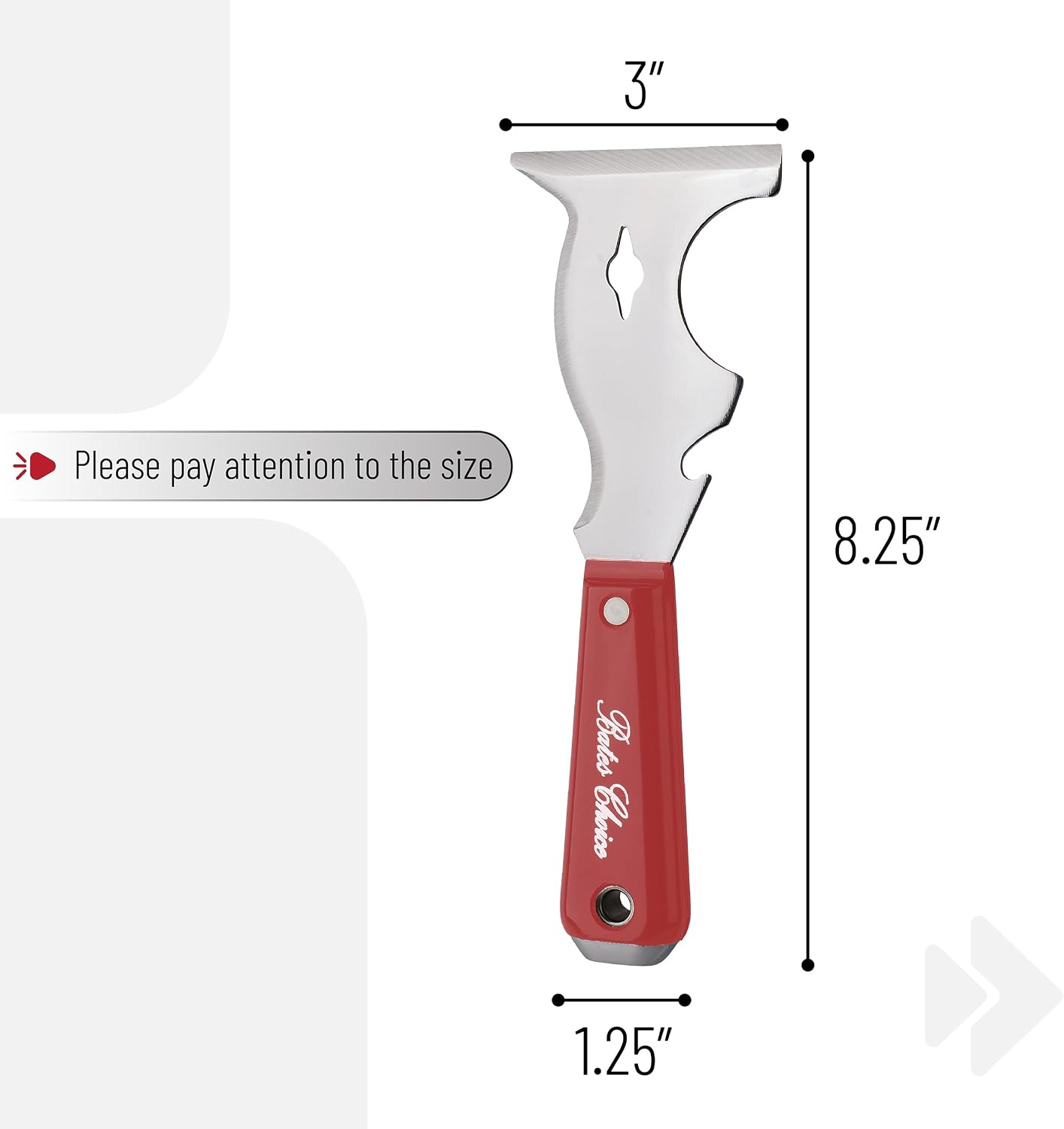 Bates- Paint Scraper, 10 in 1 Painters Tool, Red Paint Scrapers for Wood, Painters Tool, Painters Knife, Paint Scraper for Painting, Putty Knife, Metal Scraper, Spackle Knife Scraper